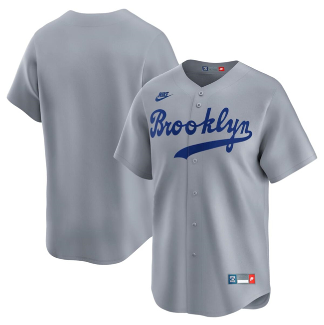 Brooklyn Dodgers Blank Gray Throwback Cooperstown Collection Limited Stitched Jersey